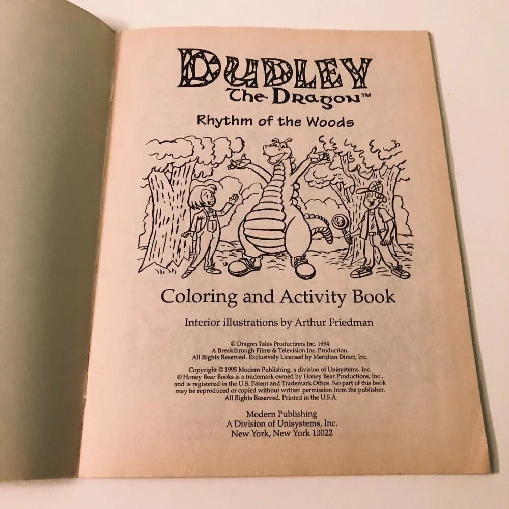 Vintage 1995 The  Adventures of Dudley The Dragon Coloring and Activity Books - Picture 12 of 16